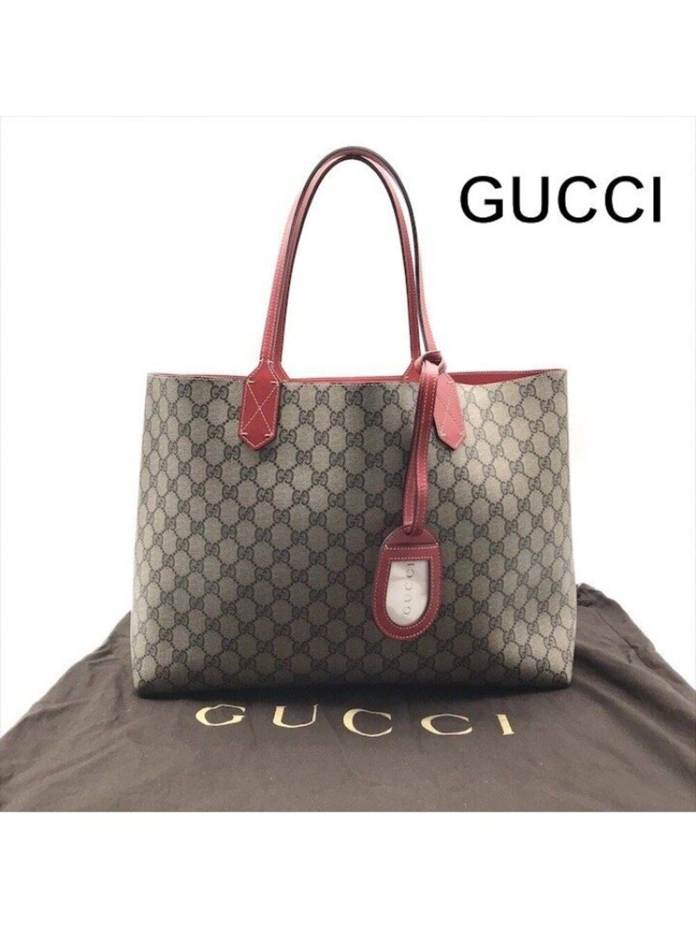 Gucci Tote GG Supreme Reversible Vintage Beige